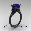 Modern Dragon 14K Black Gold 3.0 Ct Tanzanite Designer Engagement Ring R601-14KBGTA-2