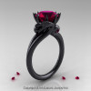 Modern Dragon 14K Black Gold 3.0 Ct Red Garnet Designer Engagement Ring R601-14KBGG-2