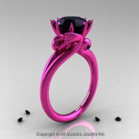 Art Masters 14K Fuchsia Pink Gold 3.0 Ct Black Diamond Dragon Engagement Ring R601-14KPGBD-2