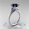 Art Masters 14K White Gold 3.0 Ct Black Diamond Blue Topaz Dragon Engagement Ring R601-14KWGBTBD-2