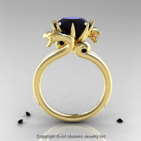Art Masters 14K Yellow Gold 3.0 Ct Black Diamond Dragon Engagement Ring R601-14KYGBD-1