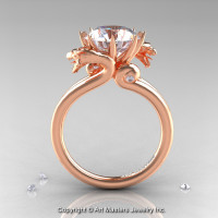 Art Masters 14K Rose Gold 3.0 Ct White Sapphire Dragon Engagement Ring R601-14KRGWS-1