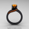 Classic 14K Black Gold 1.0 Ct Orange Sapphire Designer Solitaire Ring R259-14KBGOS-2