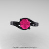 Classic 14K Black Gold 1.0 Ct Pink Sapphire Emerald Designer Solitaire Ring R259-14KBGEMPS-3