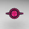Caravaggio 14K Black Gold 1.0 Ct Pink Sapphire Engagement Ring Wedding Ring R621-14KBGBPS-3