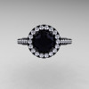Caravaggio 14K Black Gold 1.0 Ct Black and White Diamond Engagement Ring Wedding Ring R621-14KBGDBD-3