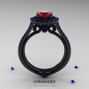 Caravaggio 14K Black Gold 1.0 Ct Ruby Blue Sapphire Engagement Ring Wedding Ring R621-14KBGBSR-2
