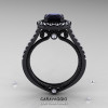 Caravaggio 14K Black Gold 1.0 Ct Black and White Diamond Engagement Ring Wedding Ring R621-14KBGDBD-2