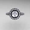 Caravaggio 14K Black Gold 1.0 Ct White Sapphire Diamond Engagement Ring Wedding Ring R621-14KBGDWS-3