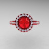 Caravaggio 14K Red Gold 1.0 Ct Ruby Diamond Engagement Ring Wedding Ring R621-14KRGDR-3