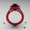 Caravaggio 14K Red Gold 1.0 Ct Black Diamond Engagement Ring Wedding Ring R621-14KRGBD-2