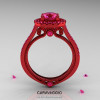Caravaggio 14K Red Gold 1.0 Ct Pink Sapphire Engagement Ring Wedding Ring R621-14KRGPS-2