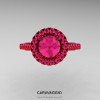 Caravaggio 14K Red Gold 1.0 Ct Pink Sapphire Engagement Ring Wedding Ring R621-14KRGPS-3