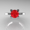 Modern Armenian 14K White Gold Lace 1.0 Ct Ruby Solitaire Engagement Ring R308-14KWGR-3