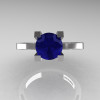 Modern Armenian 14K White Gold Lace 1.0 Ct Blue Sapphire Solitaire Engagement Ring R308-14KWGBS-3