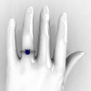 Modern Armenian 14K White Gold Lace 1.0 Ct Blue Sapphire Solitaire Engagement Ring R308-14KWGBS-4