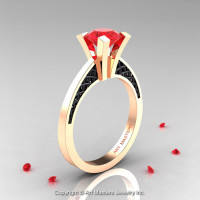 Modern Armenian 14K Rose Gold Black Gold Lace 1.0 Ct Ruby Solitaire Engagement Ring R308-14KRGBGR-1