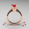 Modern Armenian 14K Rose Gold Black Gold Lace 1.0 Ct Ruby Solitaire Engagement Ring R308-14KRGBGR-2
