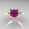 Modern Armenian 14K Yellow Gold Black Gold Lace 1.0 Ct Amethyst Solitaire Engagement Ring R308-14KYGBGAM-3