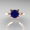 Modern Armenian 14K Rose Gold Lace 1.0 Ct Blue Sapphire Solitaire Engagement Ring R308-14KRGBS-3