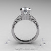 Modern Armenian 14K White Gold Lace 1.0 Ct Cubic Zirconia Solitaire Engagement Ring R308-14KWGCZ-2