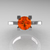 Modern Armenian 14K White Gold Lace 1.0 Ct Orange Sapphire Solitaire Engagement Ring R308-14KWGOS-3