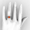 Modern Armenian 14K White Gold Lace 1.0 Ct Orange Sapphire Solitaire Engagement Ring R308-14KWGOS-4