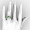 Modern Armenian 14K White Gold Lace 1.0 Ct Green Topaz Solitaire Engagement Ring R308-14KWGGT-4