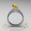 Modern Armenian 14K White Gold Lace 1.0 Ct Citrine Solitaire Engagement Ring R308-14KWGCI-2