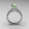 Modern Armenian 14K White Gold Lace 1.0 Ct Green Topaz Solitaire Engagement Ring R308-14KWGGT-2