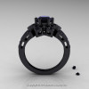 Art Deco 14K Black Gold 1.0 Ct Black Diamond Wedding Ring Engagement Ring R286-14KBGBD-2