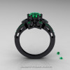 Art Deco 14K Black Gold 1.0 Ct Emerald Wedding Ring Engagement Ring R286-14KBGEM-2