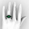 Art Deco 14K Black Gold 1.0 Ct Emerald Wedding Ring Engagement Ring R286-14KBGEM-4