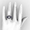 Art Deco 950 Platinum 1.0 Ct Russian CZ Blue Sapphire Wedding Ring Engagement Ring R286-PLATBSCZ-4