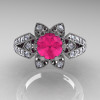 Art Deco 14K White Gold 1.0 Ct Pink Sapphire Wedding Ring Engagement Ring R286-14KWGPS-3