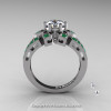 Art Deco 950 Platinum 1.0 Ct Russian CZ Emerald Wedding Ring Engagement Ring R286-PLATEMCZ-2