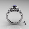 Art Deco 14K White Gold 1.0 Ct Black and White Diamond Wedding Ring Engagement Ring R286-14KWGDBD-2