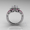 Art Deco 950 Platinum 1.0 Ct Russian CZ Pink Sapphire Wedding Ring Engagement Ring R286-PLATPSCZ-2
