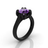 Modern 14K Black Gold Gorgeous Solitaire Bridal Ring with a 2.0 Carat Amethyst Center Stone R66N-BGAM-2