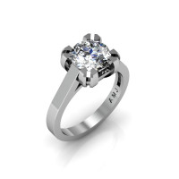 Modern 14K White Gold Gorgeous Solitaire Bridal Ring with a 2.0 Carat White Sapphire Center Stone R66N-14KWGWS-1