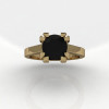 Modern 14K Yellow Gold Gorgeous Solitaire Bridal Ring with a 2.0 Carat Black Diamond Center Stone R66N-14KYGBD-3