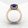 Modern 14K Rose Gold Gorgeous Solitaire Bridal Ring with a 2.0 Carat Blue Sapphire Center Stone R66N-14KRGBS-2