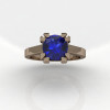 Modern 14K Rose Gold Gorgeous Solitaire Bridal Ring with a 2.0 Carat Blue Sapphire Center Stone R66N-14KRGBS-3