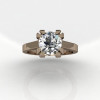 Modern 14K Rose Gold Gorgeous Solitaire Bridal Ring with a 2.0 Carat White Sapphire Center Stone R66N-14KRGWS-3