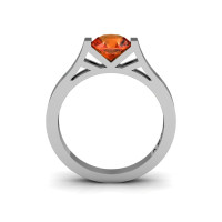 Modern 14K White Gold Elegant and Luxurious Engagement Ring or Wedding Ring with an Orange Garnet Center Stone R667-14KWGOG-1
