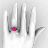 14K White Gold French Vintage 3.0 Ct Pink Sapphire Diamond Solitaire and Wedding Ring Bridal Set R401S-14KWGDPS-5
