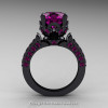Classic French 14K Black Gold 3.0 Ct Amethyst Solitaire Wedding Ring R401-14KBGAM-2