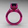 Classic French 14K Fuchsia Pink Gold 3.0 Ct Black Diamond Solitaire Wedding Ring R401-14KFPGBD-2