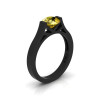 Modern 14K Black Gold 1.0 Ct Gorgeous Engagement Ring or Wedding Ring with a Yellow Sapphire Center Stone R667-14KBGYS-2