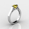 Modern 14K White Gold 1.0 Ct Luxurious Engagement Ring or Wedding Ring with a Yellow Sapphire Center Stone R667-14KWGYS-2